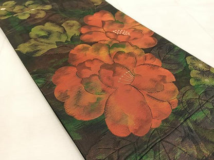 平和屋着物◎六通柄袋帯　草花文　金銀糸　正絹　逸品　BAAV4883yc
