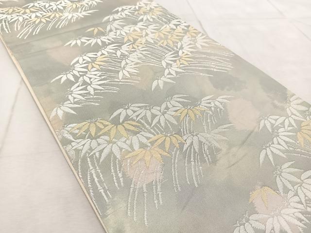 平和屋着物◎六通柄袋帯　竹林　金銀糸　引箔　正絹　逸品　BAAV4891yc