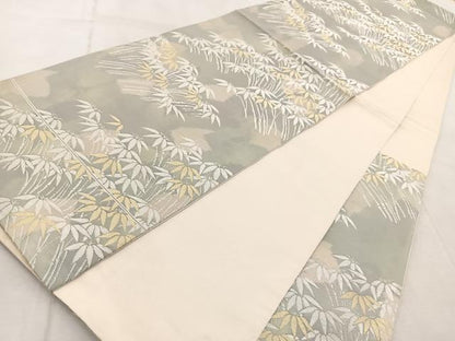 平和屋着物◎六通柄袋帯　竹林　金銀糸　引箔　正絹　逸品　BAAV4891yc