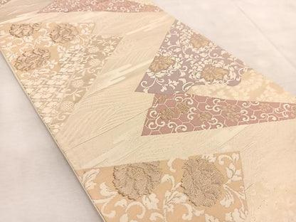 平和屋着物◎六通柄袋帯　吉祥更紗花唐草文　金糸　正絹　逸品　BAAV4895yc