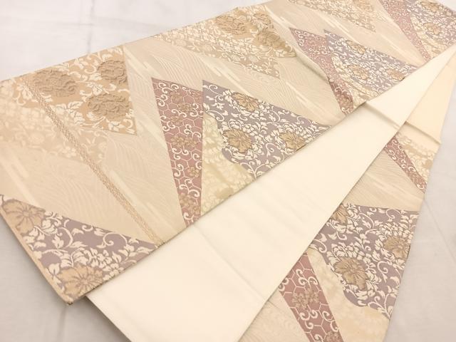 平和屋着物◎六通柄袋帯　吉祥更紗花唐草文　金糸　正絹　逸品　BAAV4895yc