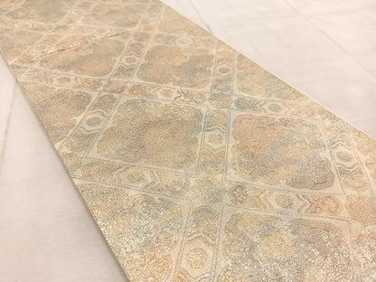 平和屋着物◎六通柄袋帯　菱天井花文　金銀糸　引箔　正絹　逸品　BAAV4909yc