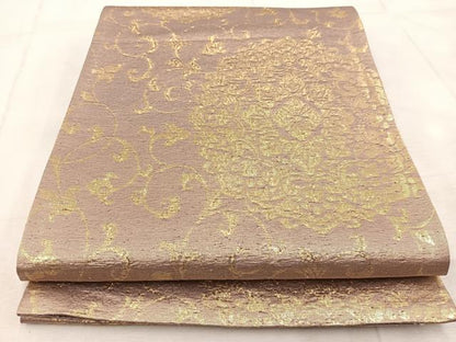 平和屋着物◎六通柄袋帯　正倉院花文　金糸　正絹　逸品　BAAV4921yc