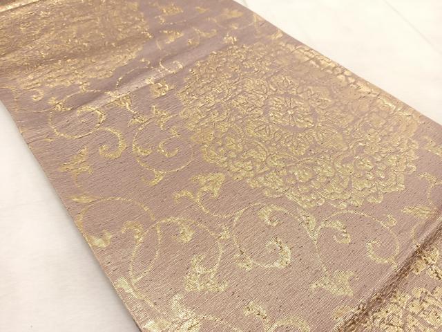 平和屋着物◎六通柄袋帯　正倉院花文　金糸　正絹　逸品　BAAV4921yc