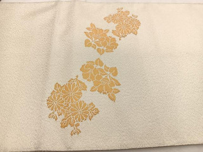 平和屋着物◎太鼓柄袋帯　綴れ　檜扇花文　金糸　正絹　逸品　BAAV4930yc