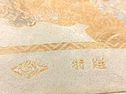 平和屋着物◎六通柄袋帯　絹裳花　更紗　金銀糸　BAAV4952yc