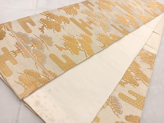 平和屋着物◎六通柄袋帯　エ霞松文　金銀糸　正絹　逸品　BAAV4955yc