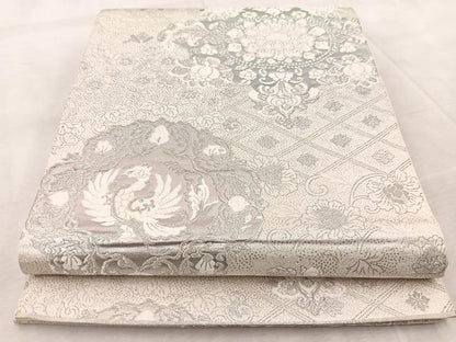 平和屋着物◎六通柄袋帯 唐織 正倉院古代裂 銀糸 正絹 逸品 BAAV4968yc
