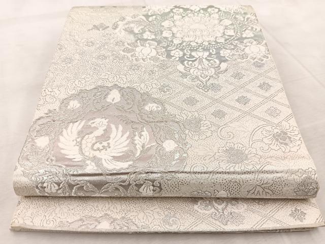 平和屋着物◎六通柄袋帯 唐織 正倉院古代裂 銀糸 正絹 逸品 BAAV4968yc