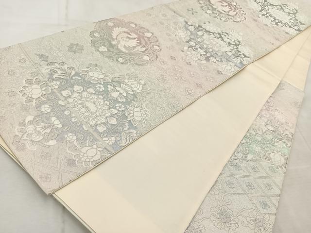 平和屋着物◎六通柄袋帯 唐織 正倉院古代裂 銀糸 正絹 逸品 BAAV4968yc