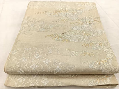 平和屋着物◎六通柄袋帯　流水花菱紋　金銀糸　正絹　逸品　BAAV4971yc