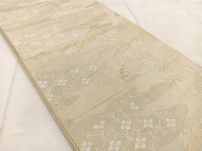 平和屋着物◎六通柄袋帯　流水花菱紋　金銀糸　正絹　逸品　BAAV4971yc