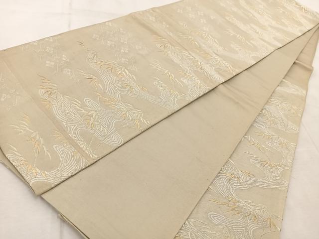 平和屋着物◎六通柄袋帯　流水花菱紋　金銀糸　正絹　逸品　BAAV4971yc
