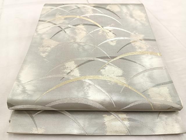 平和屋着物◎六通柄袋帯　芝草文　金銀糸　引箔　正絹　逸品　BAAV4980yc