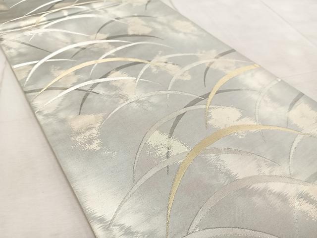 平和屋着物◎六通柄袋帯　芝草文　金銀糸　引箔　正絹　逸品　BAAV4980yc