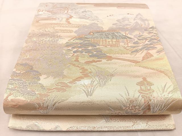 平和屋着物◎六通柄袋帯 京名所 プラチナ二重箔 正絹 逸品 BAAV4986yc