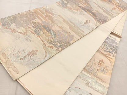 平和屋着物◎六通柄袋帯 京名所 プラチナ二重箔 正絹 逸品 BAAV4986yc