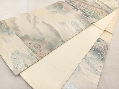 平和屋着物◎六通柄袋帯 飛騨国分 金銀糸 正絹 逸品 BAAV4997yc