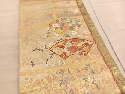 平和屋着物◎六通柄袋帯　唐織　清風麗花　金糸　引箔　正絹　逸品　BAAV5005hv