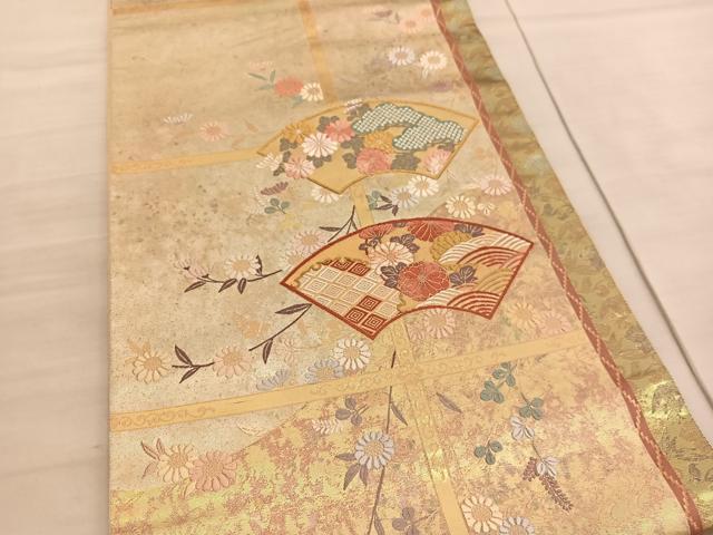 平和屋着物◎六通柄袋帯　唐織　清風麗花　金糸　引箔　正絹　逸品　BAAV5005hv
