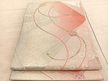 平和屋着物◎六通柄袋帯 唐織 色紙重ね宝飾花文 金銀糸 正絹 逸品 BAAV5014hv