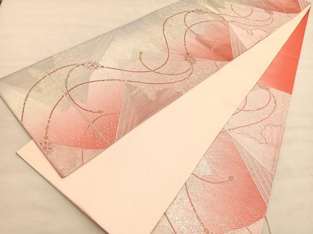 平和屋着物◎六通柄袋帯 唐織 色紙重ね宝飾花文 金銀糸 正絹 逸品 BAAV5014hv