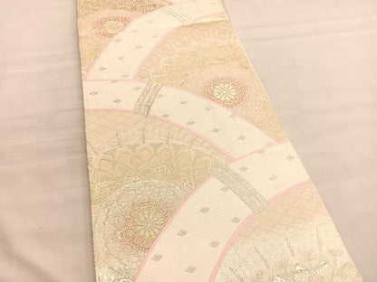 平和屋着物◎六通柄袋帯　唐織　籬飾花文　金銀糸　正絹　逸品　BAAV5015hv