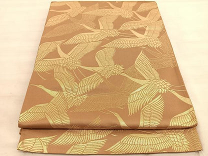 平和屋着物◎六通柄　京袋帯　飛鶴文　金糸　正絹　逸品　BAAV5039hv