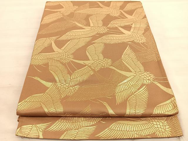 平和屋着物◎六通柄　京袋帯　飛鶴文　金糸　正絹　逸品　BAAV5039hv