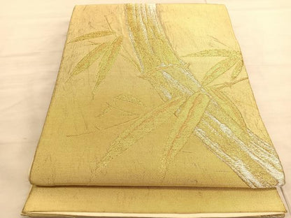 平和屋着物◎六通柄袋帯　笹竹文　金銀糸　三越扱い　正絹　逸品　BAAV5045hv