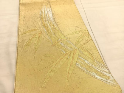 平和屋着物◎六通柄袋帯　笹竹文　金銀糸　三越扱い　正絹　逸品　BAAV5045hv