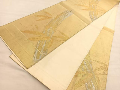 平和屋着物◎六通柄袋帯　笹竹文　金銀糸　三越扱い　正絹　逸品　BAAV5045hv