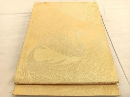 平和屋着物◎六通柄袋帯　孔雀　金銀糸　正絹　逸品　未使用　BAAV5071hv