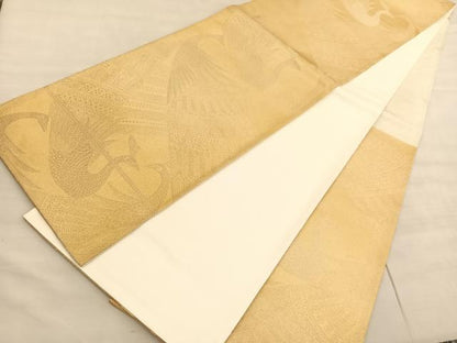 平和屋着物◎六通柄袋帯　孔雀　金銀糸　正絹　逸品　未使用　BAAV5071hv