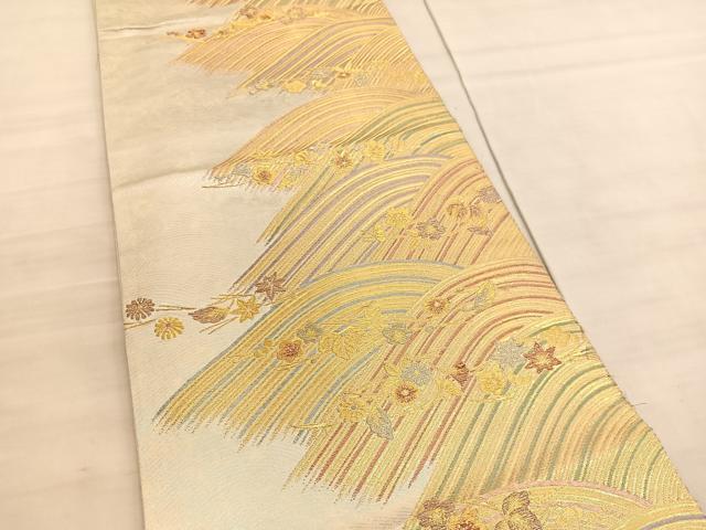 平和屋着物◎六通柄袋帯　玉かずら　彩詩観流文　金銀糸　正絹　逸品　BAAV5074hv
