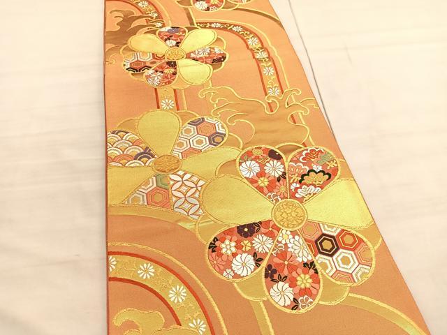 平和屋着物◎西陣　六通柄袋帯　唐織　梅枝垂れ　金糸　正絹　逸品　BAAV5087hv