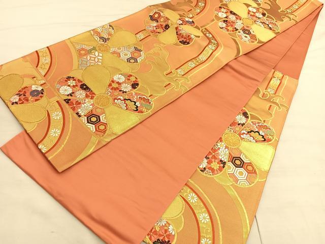 平和屋着物◎西陣　六通柄袋帯　唐織　梅枝垂れ　金糸　正絹　逸品　BAAV5087hv
