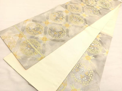 平和屋着物◎六通柄袋帯　菱天井花丸文　金銀糸　正絹　逸品　BAAV5096hv