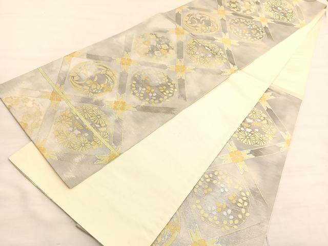 平和屋着物◎六通柄袋帯　菱天井花丸文　金銀糸　正絹　逸品　BAAV5096hv