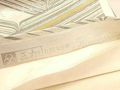 平和屋着物◎六通柄袋帯　幾何学文様　金銀糸　正絹　逸品　BAAV5100hv