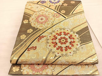 平和屋着物◎佐賀錦　六通柄袋帯　正倉院花唐草文　金銀糸　正絹　逸品　BAAV5120hv