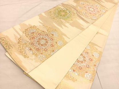 平和屋着物◎六通柄袋帯 宝相華 金銀糸 正絹 逸品 BAAV5154hv