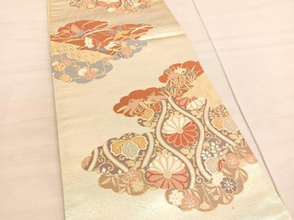 平和屋着物◎六通柄袋帯 唐織 雲取り立涌花文 金銀糸 正絹 逸品 BAAV5169hv