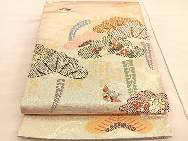平和屋着物◎六通柄袋帯 唐織 慶長松藤文 金糸 正絹 逸品 BAAV5216hv
