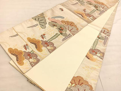 平和屋着物◎六通柄袋帯 唐織 慶長松藤文 金糸 正絹 逸品 BAAV5216hv