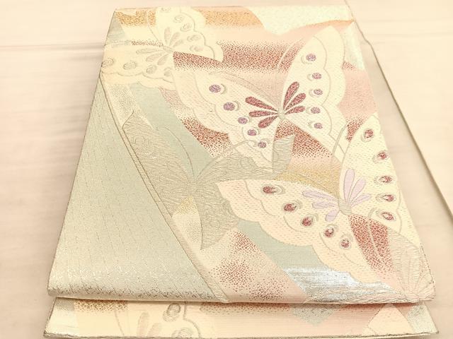 平和屋着物◎佐賀錦 六通柄袋帯 唐織 舞蝶文 金銀糸 正絹 逸品 BAAV5219hv