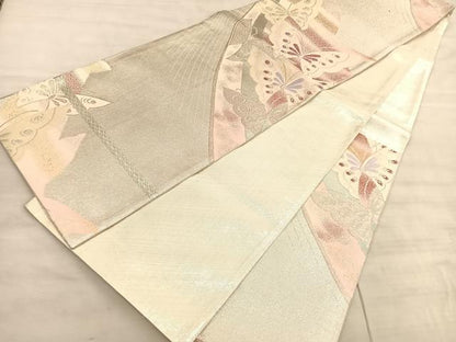 平和屋着物◎佐賀錦 六通柄袋帯 唐織 舞蝶文 金銀糸 正絹 逸品 BAAV5219hv
