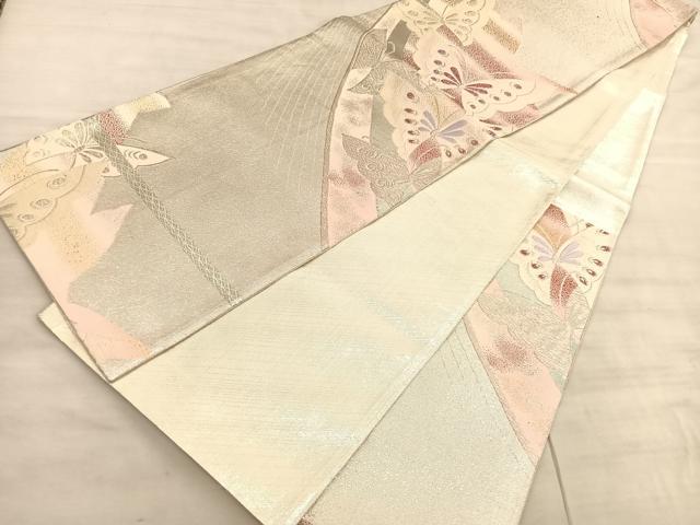 平和屋着物◎佐賀錦 六通柄袋帯 唐織 舞蝶文 金銀糸 正絹 逸品 BAAV5219hv