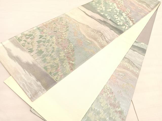 平和屋着物◎六通柄袋帯 樹林文 銀糸 正絹 逸品 BAAV5226hv