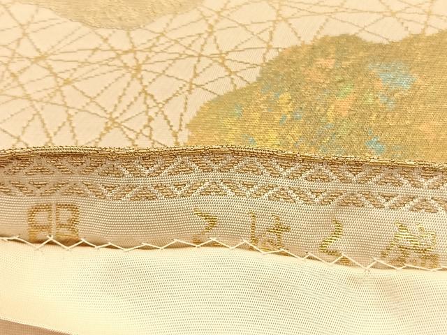 平和屋着物◎西陣 服部織物謹製 六通柄袋帯 こはく錦 手工芸 京名所風景文 金糸 正絹 逸品 BAAV5231hv